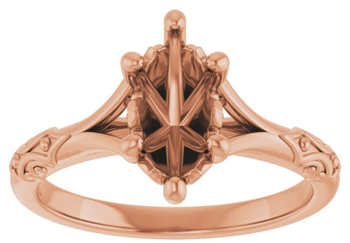 Sužadėtuvių Žiedas „Solitaire Sculptural“ 14k rose gold Marquise 10mm x 5mm (3)