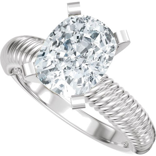 Sužadėtuvių Žiedas „Solitaire Rope“ 14k white gold Elongated Cushion 9mm x 7mm (5)