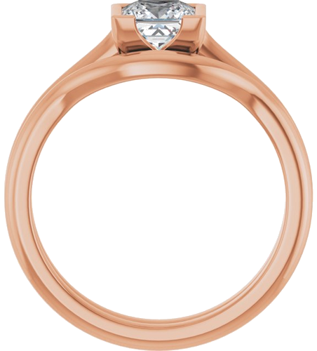 Sužadėtuvių Žiedas „Half-Bezel Solitaire“ 14k rose gold Square 5mm (7)