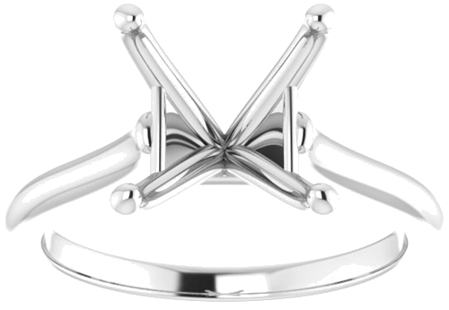 18K White 7.5 mm Square Solitaire Engagement Ring Mounting (3)