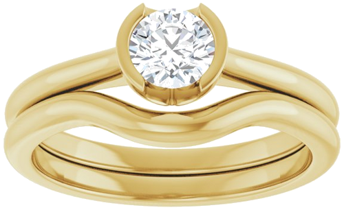 Sužadėtuvių Žiedas „Half-Bezel Solitaire“ 14k yellow gold Round 4.8mm (8)