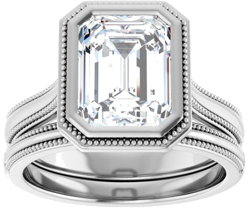 Sužadėtuvių Žiedas „Solitaire“ 585 Baltojo Aukso Emerald 9mm x 7mm (8)