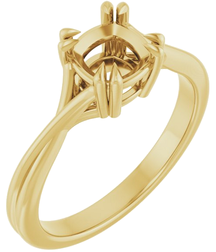 Sužadėtuvių Žiedas „Double Claw-Prong Solitaire Criss-Cross“ 14k yellow gold Cushion 6mm (1)