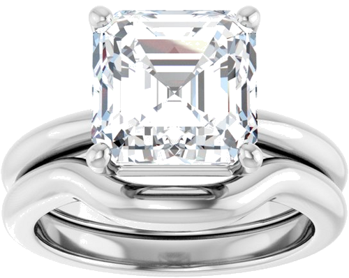 Sužadėtuvių Žiedas 14k white gold Asscher 9mm (8)