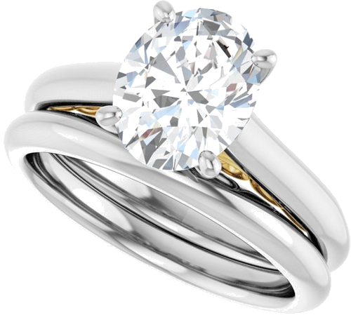 Sužadėtuvių Žiedas „Solitaire“ 585 Baltojo Ir Geltonojo Aukso Oval 9mm x 7mm (10)