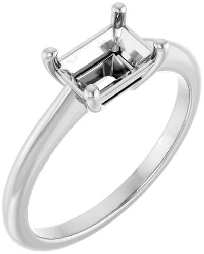 14K White 7x5 mm Emerald Solitaire Engagement Ring Mounting (1)