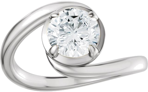 Sužadėtuvių Žiedas „Claw-Prong Solitaire Bypass“ 14k white gold Round 6.5mm (3)