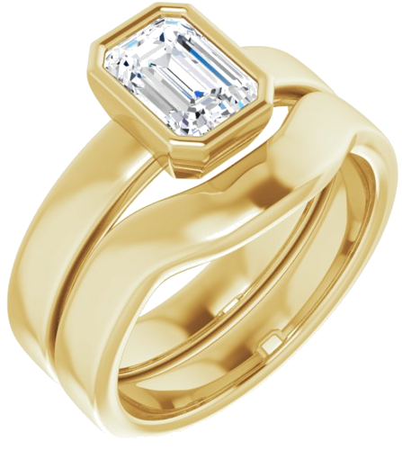 Sužadėtuvių Žiedas „Bezel-Set Solitaire“ 14k yellow gold Emerald 7mm x 5mm (6)