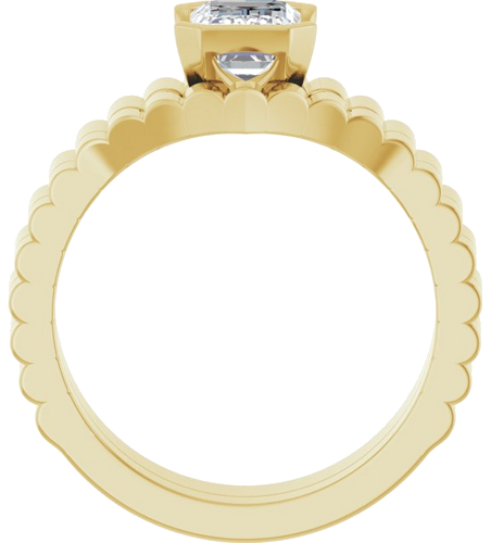 Sužadėtuvių Žiedas „Half-Bezel Solitaire“ 10k yellow gold Emerald 7mm x 5mm (7)