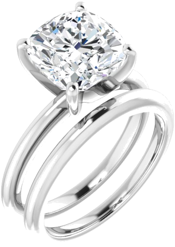 14K White  9 mm Cushion Solitaire Engagement Ring Mounting (6)