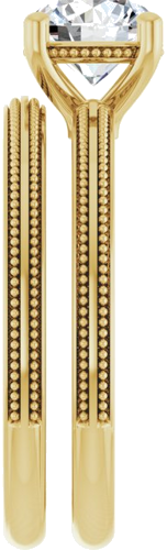 Sužadėtuvių Žiedas „Solitaire Milgrain“ 14k yellow gold Round 6.5mm (9)