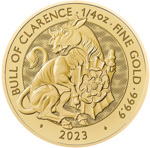 1/4 oz Тюдорският бик на Кларънс 2023 Великобритания златна монета (1)