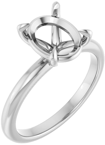 14K White 10x8 mm Oval Solitaire Engagement Ring Mounting (1)