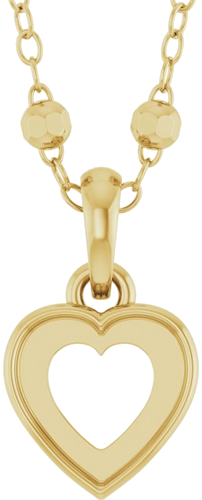 14K Yellow 6 mm Heart Cabochon 18  Necklace Mounting (1)