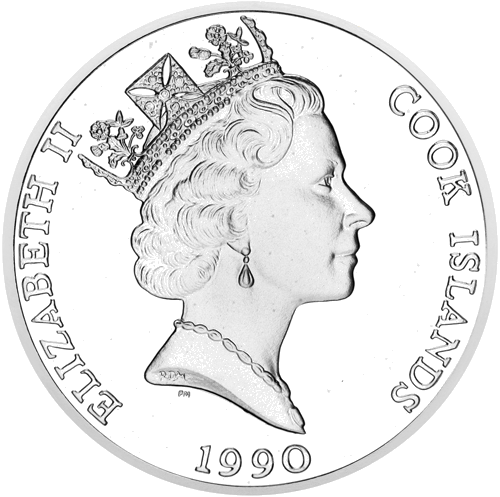 50 dolerių Amerikos bizonas 1990 Kuko salos sidabrinė moneta (2)