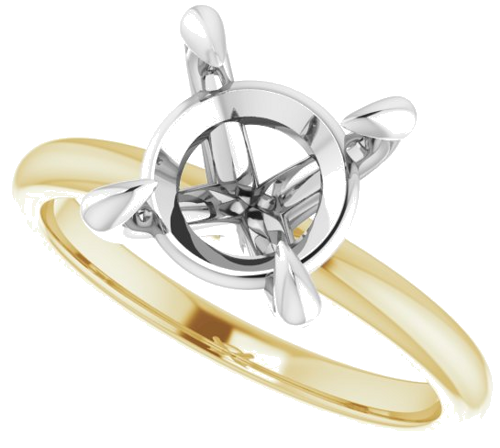 14K Yellow White 9 mm Round Engagement Ring Mounting (5)