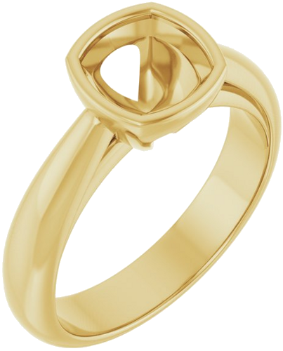 Sužadėtuvių Žiedas „Bezel-Set Solitaire“ 14k yellow gold Cushion 6.5mm (1)