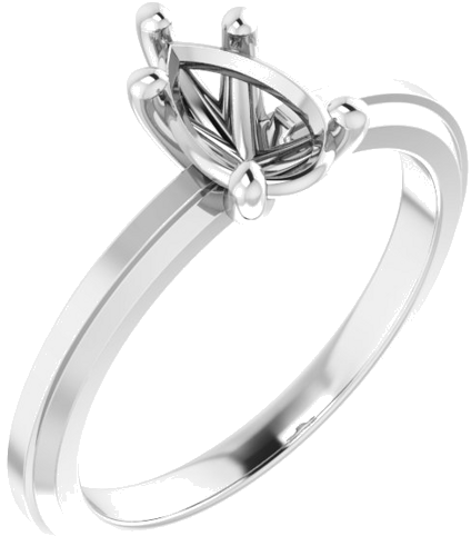 14K White 8x5 mm Pear Solitaire Engagement Ring Mounting (1)