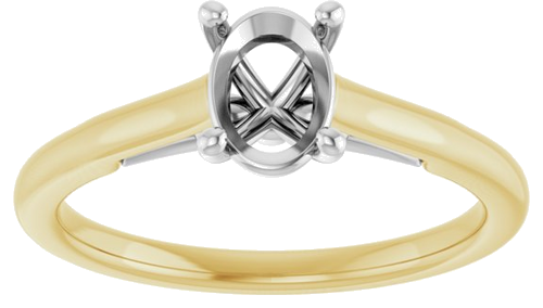 14K Yellow   White  7x5 mm Oval Solitaire Engagement Ring Mounting (3)