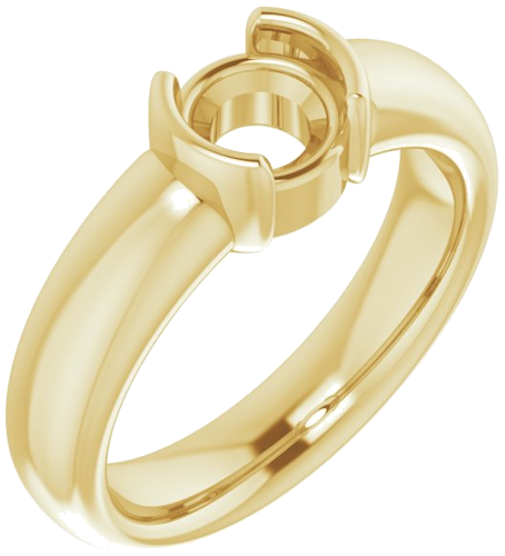 14K Yellow 6 mm Round Half Bezel Solitaire Engagement Ring Mounting (1)
