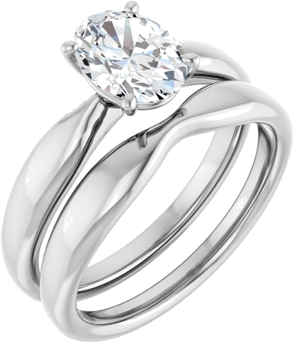 Sužadėtuvių Žiedas 14k white gold Oval 8mm x 6mm (6)