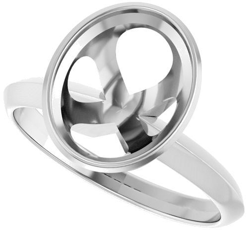 14K White 10 x 8 mm Oval Solitaire Engagement Ring Mounting (5)