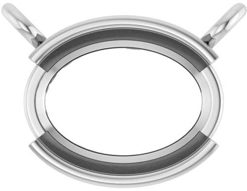 Pakabukas „Half-Bezel Solitaire“ 10k white gold Oval 8mm x 6mm (1)