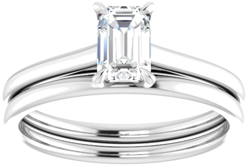 14K White  6x4 mm Emerald Solitaire Engagement Ring Mounting (8)