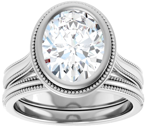 14K White 10x8 mm Oval Solitaire Engagement Ring Mounting (8)