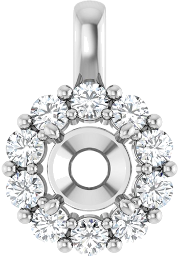 Pakabukas „Halo-Style“ 14k white gold Round 6.5mm (1)