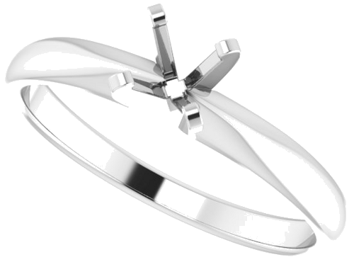 14K White 4.2-4.9 mm Round Solitaire Engagement Ring Mounting (5)