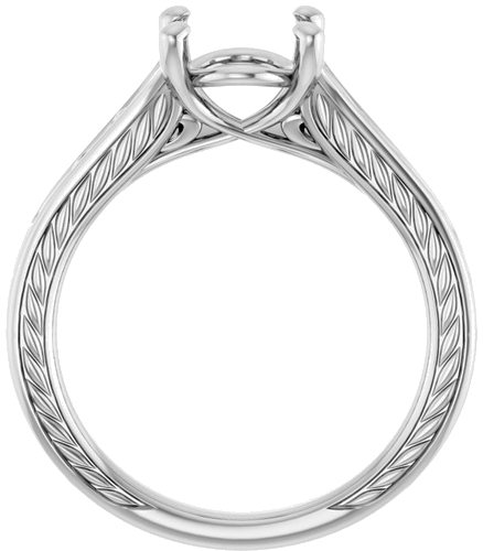 Sužadėtuvių Žiedas „Solitaire Scroll“ 14k white gold Oval 9mm x 7mm (2)