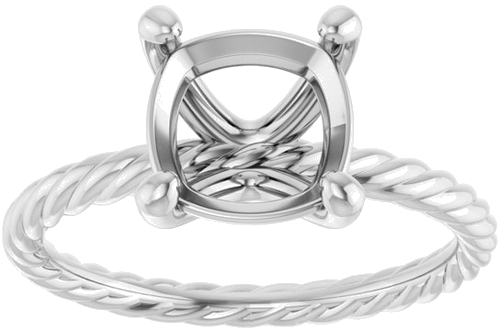 Sužadėtuvių Žiedas „Solitaire Rope“ 14k white gold Cushion 8mm (3)