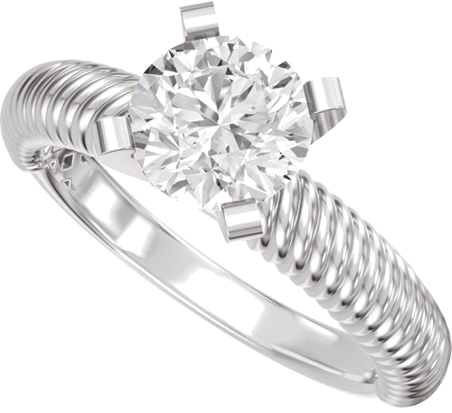 Sužadėtuvių Žiedas „Solitaire Rope“ 14k white gold Round 6.5mm (5)