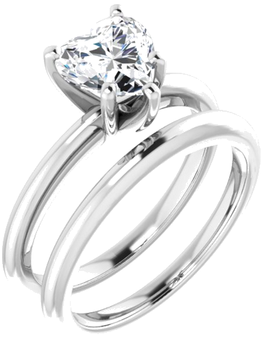 14K White  7x7 mm Heart Solitaire Engagement Ring Mounting (6)