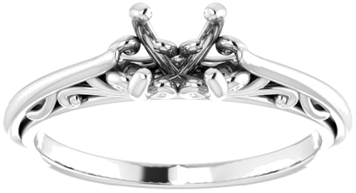 14K White 5.8 mm Round Engagement Ring Mounting (6)