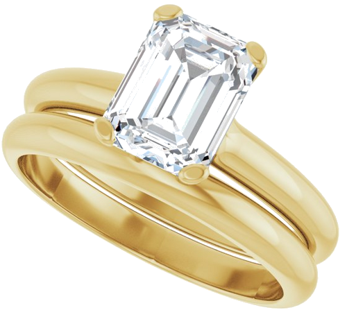 Sužadėtuvių Žiedas „Solitaire“ 10k yellow gold Emerald 8mm x 6mm (10)