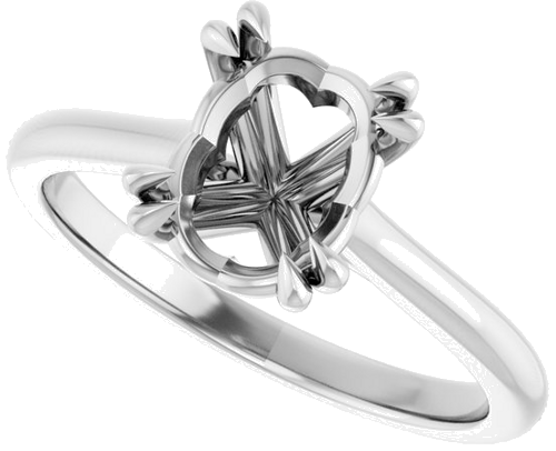 Sužadėtuvių Žiedas „Solitaire“ 585 Baltojo Aukso Oval 9mm x 7mm (5)