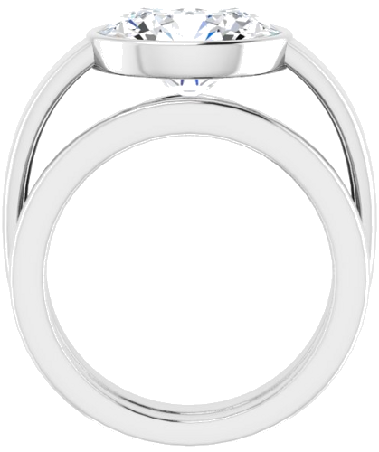 Sužadėtuvių Žiedas „Bezel-Set Solitaire“ 14k white gold Oval 11mm x 9mm (7)