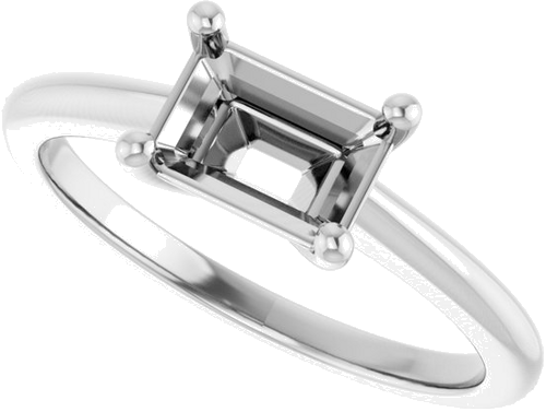 14K White 7x5 mm Emerald Solitaire Engagement Ring Mounting (5)