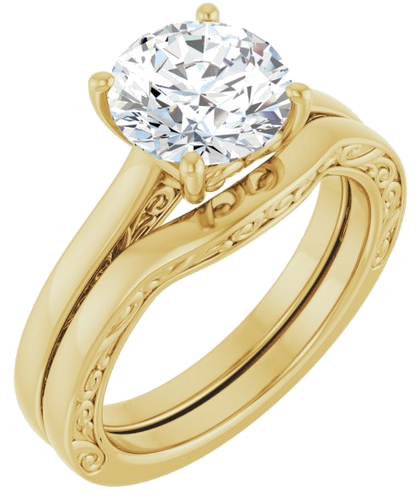 Sužadėtuvių Žiedas „Solitaire“ 585 Geltonojo Aukso Round 8.2mm (6)