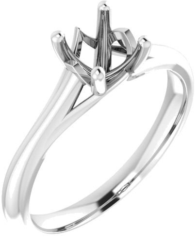 14K White 6 mm Round Solitaire Engagement Ring Mounting (1)