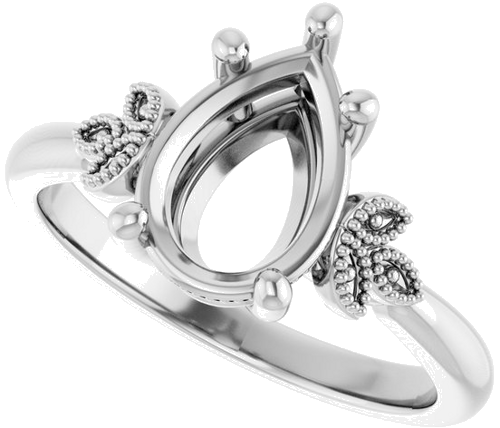 Sužadėtuvių Žiedas „Solitaire“ 14k white gold Pear 10mm x 7mm (5)