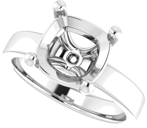 Sužadėtuvių Žiedas „Solitaire“ 14k white gold Cushion 9mm (5)