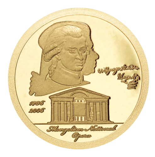 1/25 oz Amadeus Mozart 2006 Mongolia Gold Coin (1)