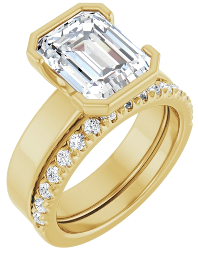 Sužadėtuvių Žiedas „Half-Bezel Solitaire“ 14k yellow gold Emerald 10mm x 8mm (6)