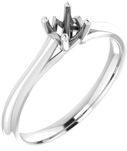 14K White 4.4 mm Round Solitaire Engagement Ring Mounting (1)