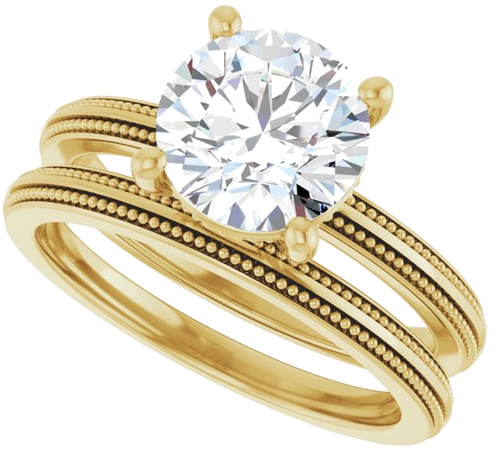 Sužadėtuvių Žiedas „Solitaire Milgrain“ 14k yellow gold Round 8mm (10)