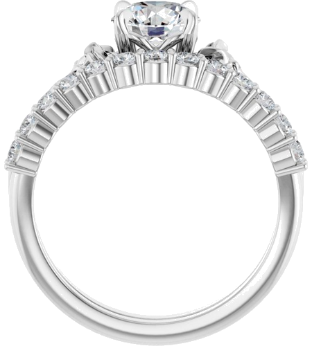 14K White 6.5 mm Round Nature-Inspired Engagement Ring Mounting (7)