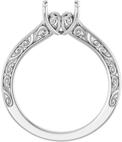 14K White  7 mm Cushion Solitaire Engagement Ring Mounting (2)